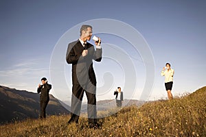 Business Team Communicating Outdoors Concept photo