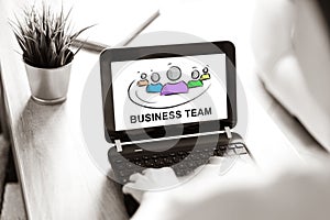 Business team concept on a laptop screen