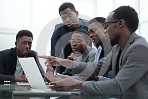 business team conducts a video conference at the workplace