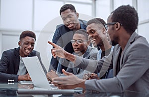 business team conducts a video conference at the workplace