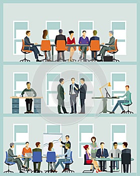 Business team at cooperation - illustration