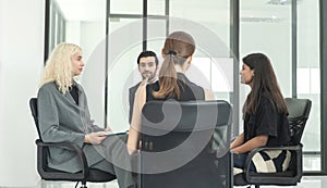 Business team discussing new ideas at a meeting