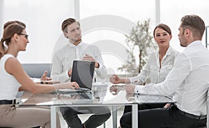 Business team discussing new business project.