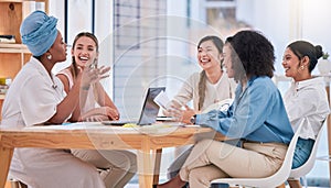 Business team, empowerment and female meeting in casual work environment. Trust, collaboration and diversity in an photo
