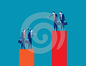 Business team envy another people team. Concept business vector illustration, Growth, Development, Contemplation
