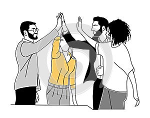 Business team giving high five celebrating success