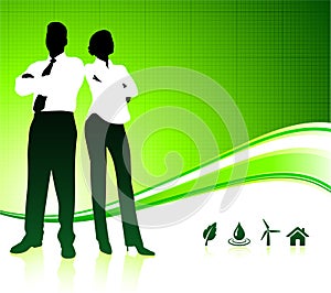 Business team on green environment background