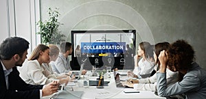 Business team having collaboration presentation at office photo