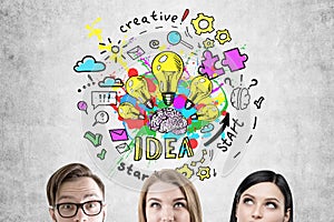 Business team heads and creativity in business