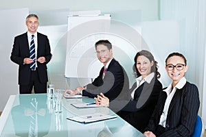Business team holding a meeting