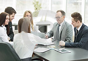 Business team holds a workshop in the office