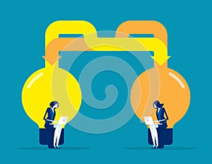 Business team idea exchange. Concept business vector illustration, Change, Two People, Success