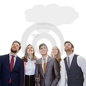 Business team with ideas thought cloud