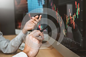Business Team Investment Entrepreneur Trading discussing and analysis graph stock market trading,stock chart concept stock photo