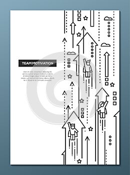 Business Team - line design brochure poster template A4