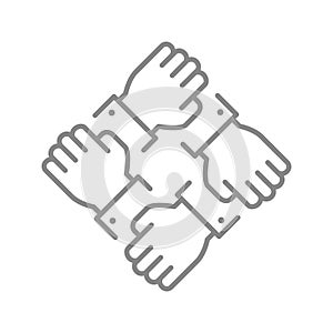 Business team line icon. Unity, international global business symbol