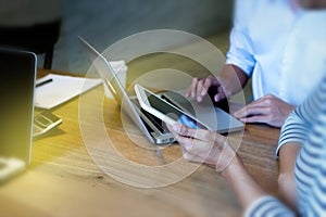 business team man and woman work with laptop