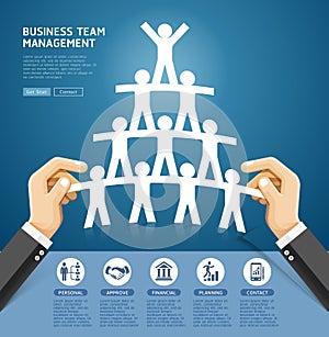 Business team management conceptual design. Hand holding a paper