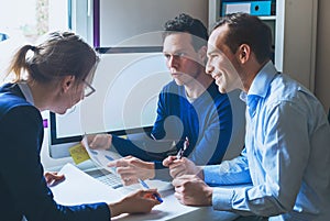 Business team meeting concept, group of people working on documents