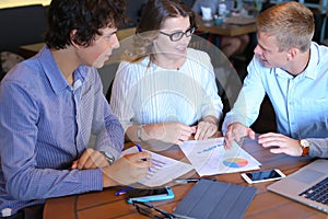 Business team negotiates talk and discuss