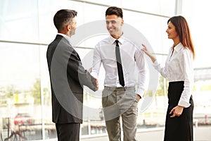 Business Team. People shake hands communicating with each other