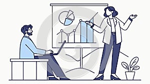 Business Team Presentation, Collaboration Data Analysis, vector design Generative AI