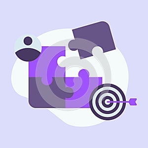 Business team puzzle icon single isolated with modern purple color