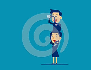 Business team supporting to success. Concept business planning and strategy vector illustration, Searching, Successful, Kid flat