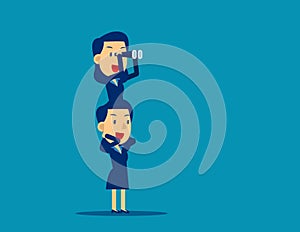 Business team supporting to success. Concept business planning and strategy vector illustration, Searching, Successful, Kid flat