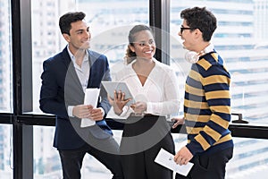 Business team talked relaxed in the modern office