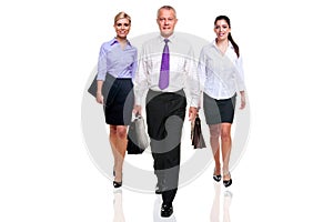 Business team three people walking