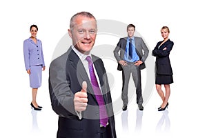 Business team thumbs up isolated