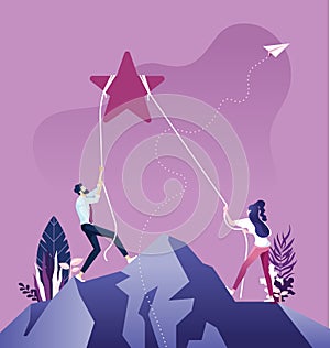 Business team to Reach Star, Business target and Development Concept