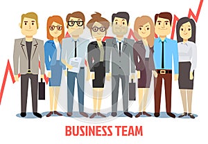 Business team vector concept with man and woman standing together. Teamwork cartoon