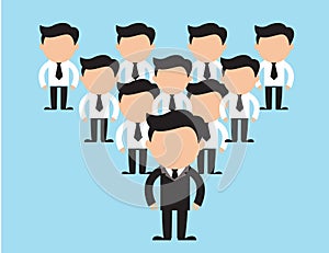 Business team vector concepts. People in strict clothing standing isolated flat illustration. Faceless men characters on working