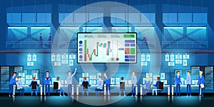 Business team work success concept. Online trading. Brokerage trading on the stock exchange vector in flat style design