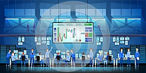 Business team work success concept. Online trading. Brokerage trading on the stock exchange vector in flat style design