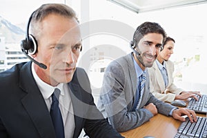 Business team working at the call center