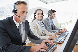 Business team working at the call center