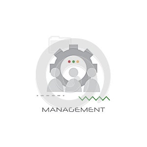 Business team working process company work group management concept line style white background