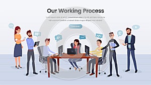 Business team working process landing page