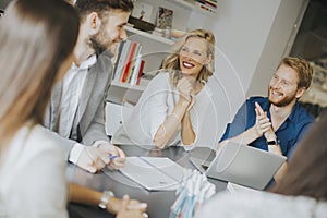 Business team working together in modern office