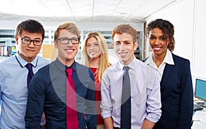 Business team young people standing multi ethnic