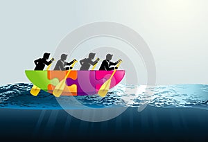 Business Teamwork on a boat