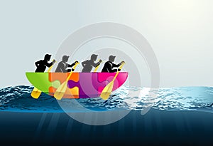 Business Teamwork on a boat photo