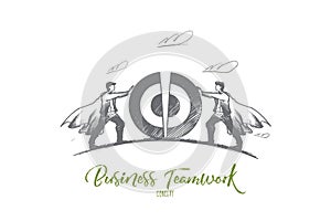 Business teamwork concept. Hand drawn isolated vector.