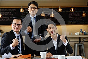 Business teamwork with happy business men