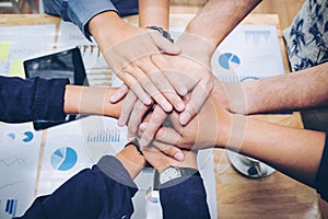 Business Teamwork joining hands team spirit Collaboration Concept