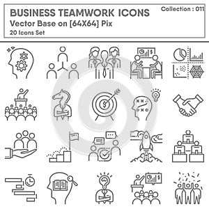 Business Teamwork and Leadership Icon Set, Icons Collection of Business Entrepreneur for Management Symbol. Leadership Team and