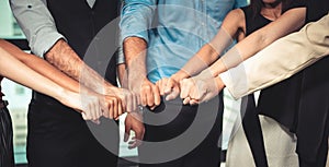 Business Teamwork and Partners Giving Fist Bump After Agreement Deal Complete, Businesspeople are Joining Hands Together in